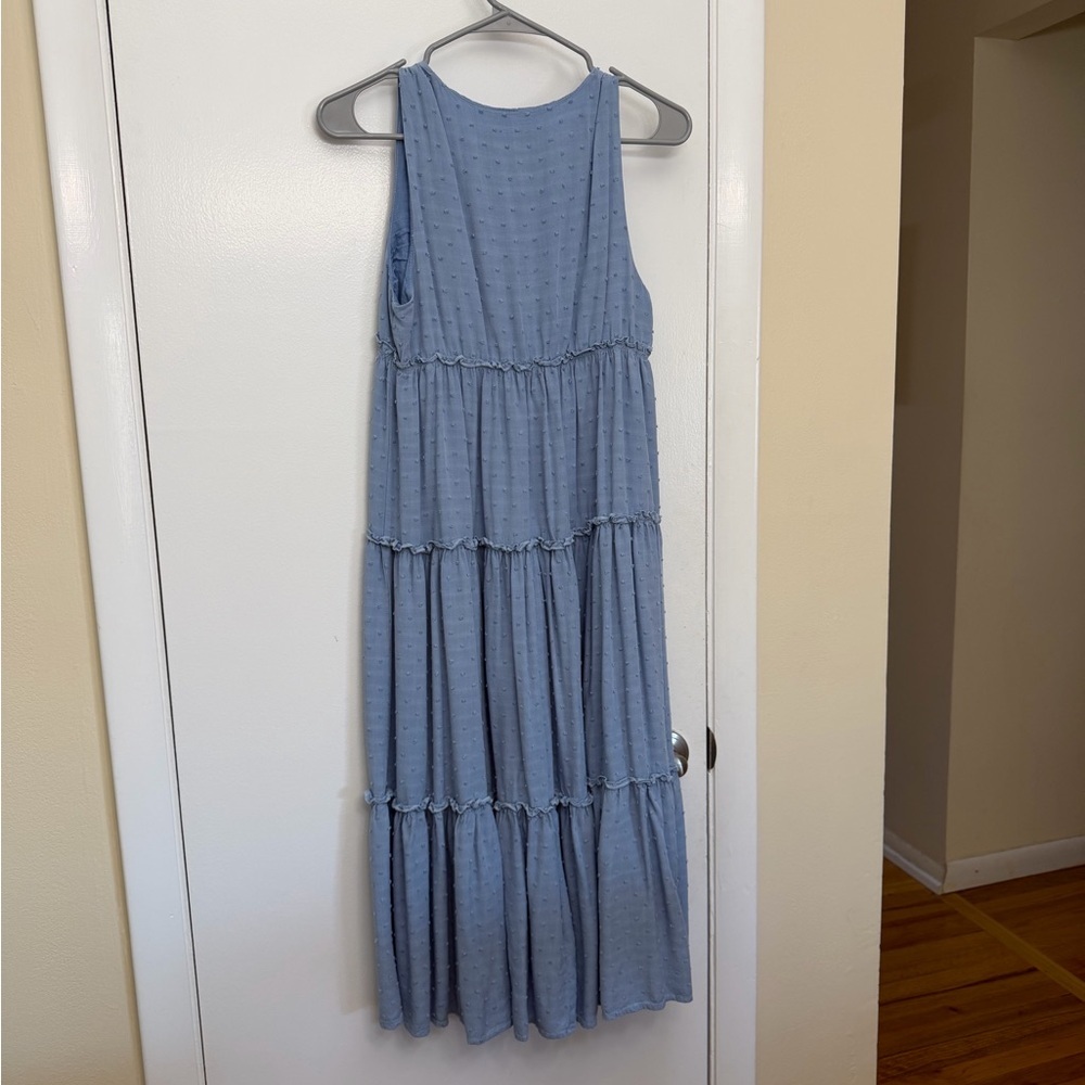 Powder Blue Tiered Skirt Maxi Dress - Picture 5 of 6